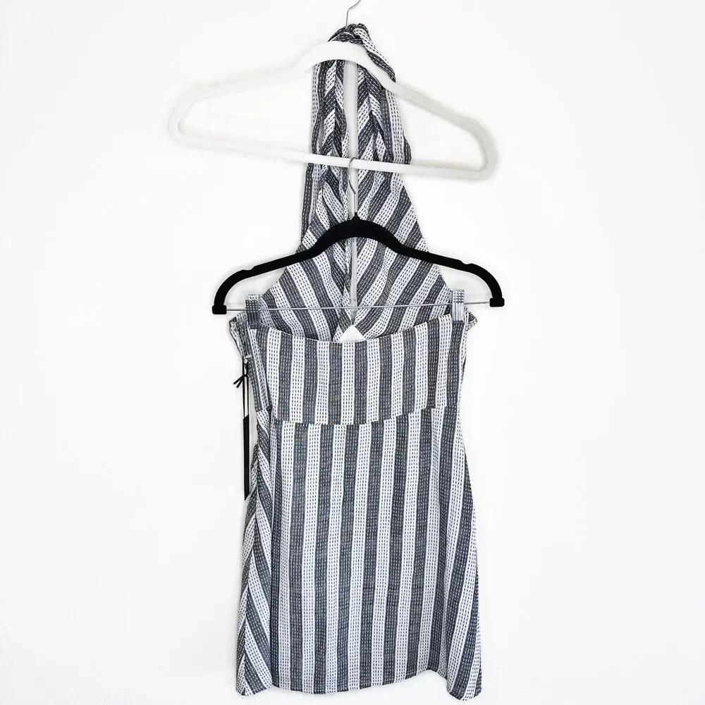NWT House of Harlow x Revolve Amina White Black Embroidered Stripe Mini Dress Sm - Picture 9 of 13